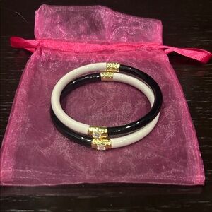 BuDhaGirl Black and Ivory Yin & Yang Bangle Set-Size Large